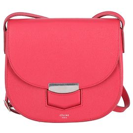 Céline Celine Small Trotteur Shoulder Bag in Red Leather Red