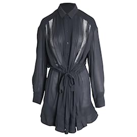 Iro-IRO Sheer Detail Mini Dress in Black Rayon-Black
