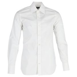 Camicia classica Tom Ford a maniche lunghe con bottoni in cotone bianco Bianco