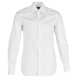 Tom Ford-Camisa clássica de botão de manga comprida Tom Ford em algodão branco-Branco