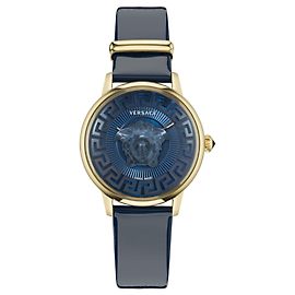 Versace Medusa Alchemy Leather Strap Golden Metallic