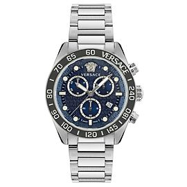 Orologio Bracciale Cronografo Versace Greca Dome Argento Metallico