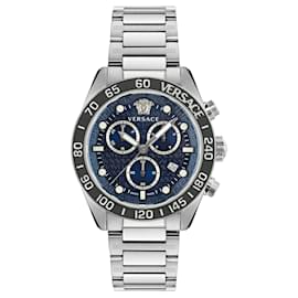 Versace-Relógio com pulseira Versace Greca Dome Chrono-Prata,Metálico