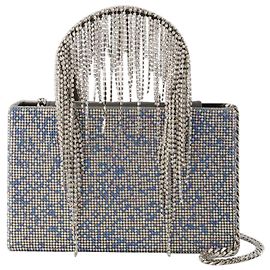 Donna Karan Bolsa Midi Crystal Mesh - Kara - Couro - Pixel Azul Azul