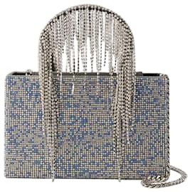Donna Karan-Crystal Mesh Midi Handbag - Kara - Leather - Blue Pixel-Blue