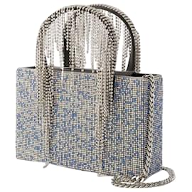 Donna Karan-Crystal Mesh Midi Handbag - Kara - Leather - Blue Pixel-Blue
