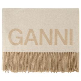 Sciarpa con Frange - Ganni - Lana - Beige Marrone Beige