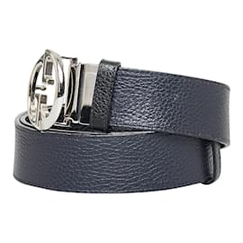Gucci-Cinturón de piel con G entrelazada 449715-Negro