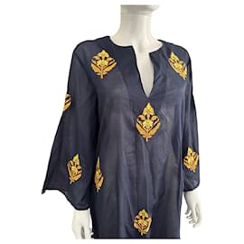 Tory Burch-Cotton voile beach tunic-Navy blue
