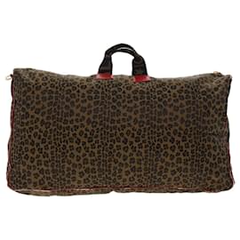 Fendi-FENDI Leopard Pattern Hand Bag Canvas 2way Shoulder Bag Brown Auth bs5628-Brown