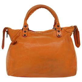 Balenciaga-BALENCIAGA Vero Hand Bag Leather 2way Orange Auth am4469-Orange