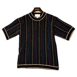 Gucci Wollpullover mit Lurex-Einsätzen schwarz Schwarz