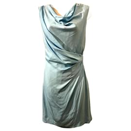 Diane Von Furstenberg-DvF Julissa draped silk dress in aqua blue-Light blue
