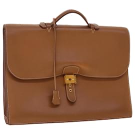 Hermès-HERMES Sac Adepeche Business Bag Leather Brown Auth am4465-Brown