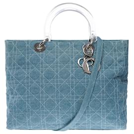 Dior-DIOR Lady Dior Bag in Blue Denim - 141347358-Blue