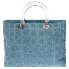Dior-DIOR Lady Dior Bag in Blue Denim - 141347358-Blue