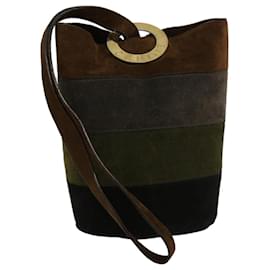 Céline-CELINE Shoulder Bag Suede Brown Auth 43709-Brown