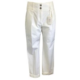 Pantalon Peserico en coton blanc à revers / Un pantalon Blanc