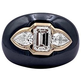 Bulgari ring, yellow gold, hematite, diamants. Other