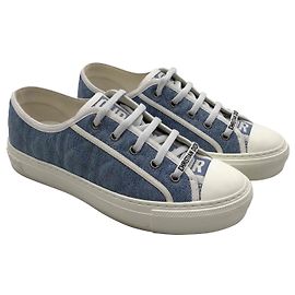 Tênis Dior J'adior Cannage em jeans azul acolchoado e couro branco Azul