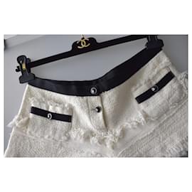 Chanel-Tweed Shorts-White,Beige,Cream