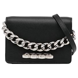 Alexander Mcqueen-Alexander McQueen Black Mini 4 Ring Chain Clutch Bag-Black