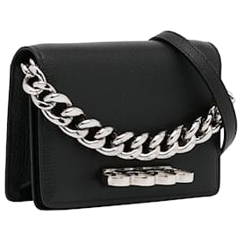 Alexander Mcqueen-Alexander McQueen Black Mini 4 Ring Chain Clutch Bag-Black