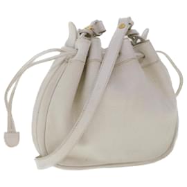 Gucci-GUCCI Shoulder Bag Leather White Auth am4457-White