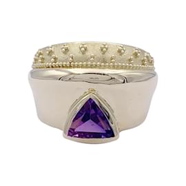 inconnue-Yellow gold ring, amethyst.-Other