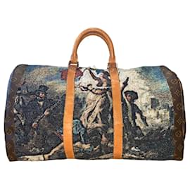 Louis Vuitton-Louis Vuitton Keepall 50 Delacroix Gogh "La Liberté guidant le Peuple" Custom Unique Marron-Brown