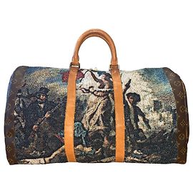 Louis Vuitton Keepall 50 Delacroix Gogh "La Liberté guidant le Peuple" Custom Unique Marron Marron