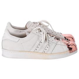 Adidas Superstar 80Baskets Basses s Metal Toe en Daim Écru Blanc Écru