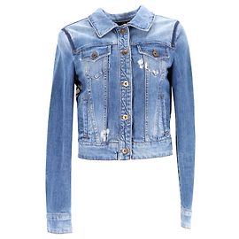 Dolce & Gabbana Denim Jacket with Animal Print Back Detail on Blue Denim Blue