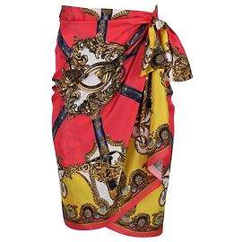 Falda drapeada estampada en seda roja de Dolce & Gabbana Roja