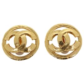 Chanel-CHANEL COCO Mark Earring Gold CC Auth ar9579-Golden