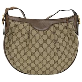 Gucci-GUCCI GG Canvas Shoulder Bag PVC Leather Beige 41.02.058 auth 43239-Beige