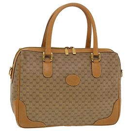 GUCCI Micro GG Canvas Handtasche PVC Leder Beige 002.104.0033 Auth 43224 Beige
