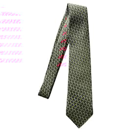 Hermès-Gravata sarja de seda estampada-Multicor