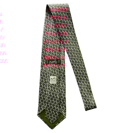 Hermès-Gravata sarja de seda estampada-Multicor