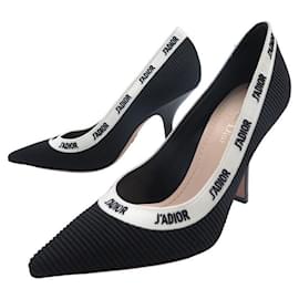 Dior-NEW DIOR SHOES PUMPS J'ADIOR KCP550ECF 38 BLACK CANVAS PUMP SHOES-Black