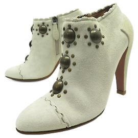 Alaïa SAPATO ALAIA BOTIM COM TACHAS 37 BOTAS DE CAMURÇA BEGE CAIXA DE SAPATOS Bege