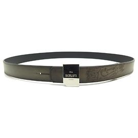 NOVO CINTO BERLUTI PRISM EM COURO SCRITTO MARROM T 115 Cinto de couro marrom Marrom