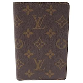 Louis Vuitton-VINTAGE CARD HOLDER LOUIS VUITTON POCKET ORGANIZER CANVAS MONOGRAM CARD-Brown