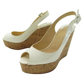 Christian Louboutin-SHOES CHRISTIAN LOUBOUTIN SANDALS ONE FEATHER SLING 1181149 LEATHER SHOES-Cream