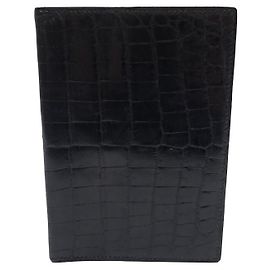 Hermès VINTAGE HERMES NOTEBOOK HOLDER AGENDA COVER CROCODILE LEATHER DIARY HOLDER Black