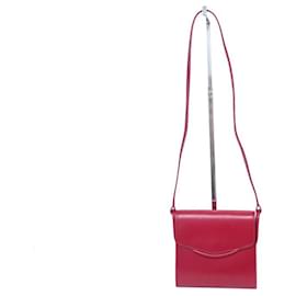 Hermès-VINTAGE HERMES HANDBAG IN RED BOX LEATHER BANDOULIERE + BOX LEATHER HAND BAG-Red