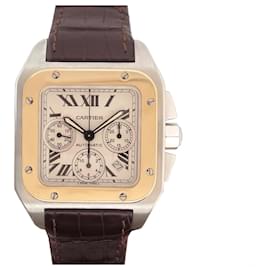 Cartier-Cartier Santos watch 100 XL 2740 41 MM AUTOMATIC CHRONO GOLD STEEL WATCH-Other