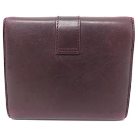 Saint Laurent-SAINT LAURENT Y LINE COMPACT WALLET 328599 PLUM LEATHER WALLET-Prune