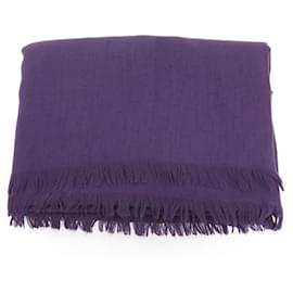 Hermès-HERMES BED COVER IN CASHMERE SILK AND PURPLE WOOL PURPLE BLANKET-Purple