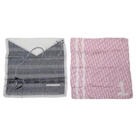 Christian Dior-LOT CHRISTIAN DIOR TROTTER SCARVES MONOGRAM NUMBER 1 & CHECK SET SCARVES-Other
